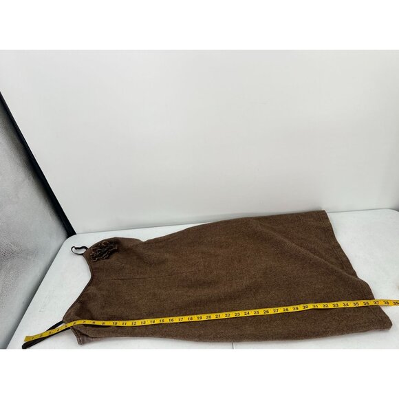 Benetton M Brown Herringbone Dress Wool Blend Flower Y2K Slip Jumper Made Italy - Picture 9 of 12